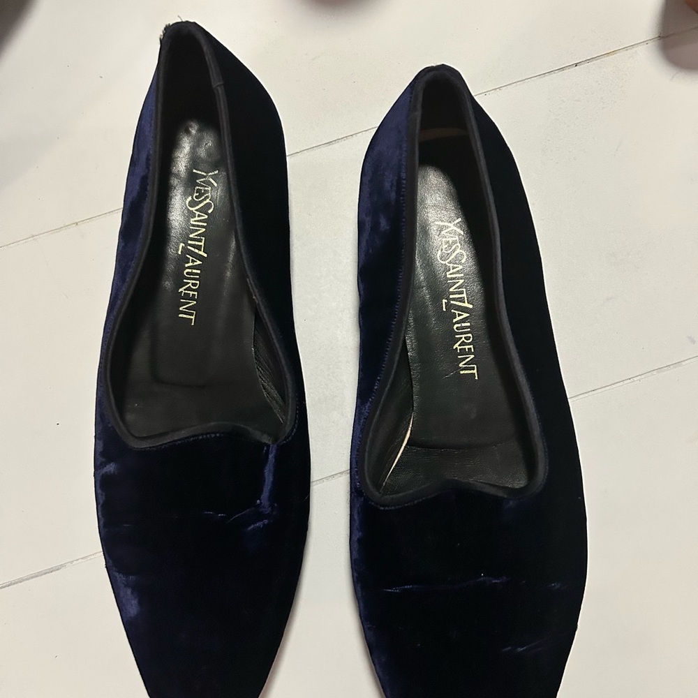 Yves Saint Laurent Women's Purple/ DarkBlue Velvet Flats